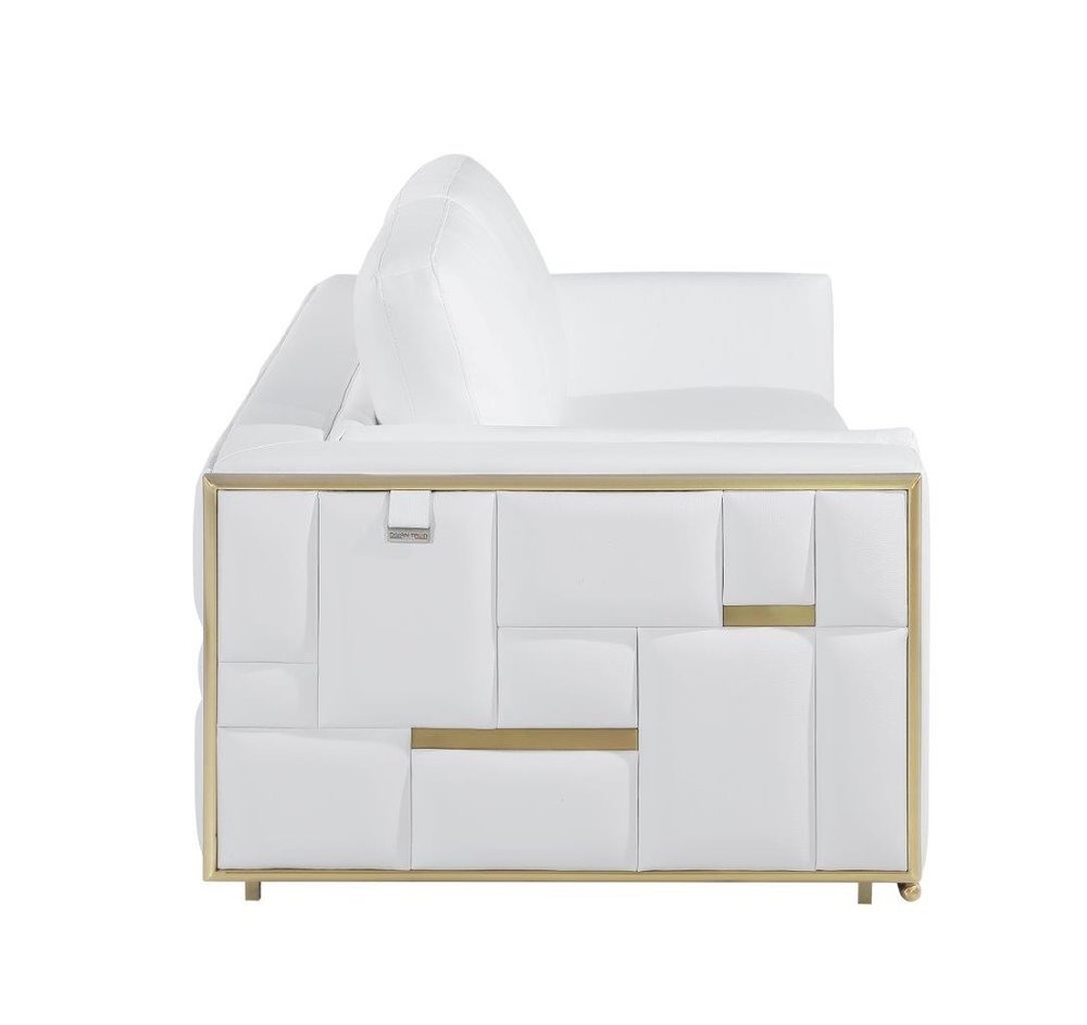 Éloise 73" White Top Grain Leather Loveseat with Silver Legs
