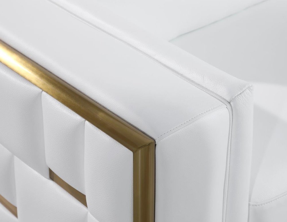 Éloise 73" White Top Grain Leather Loveseat with Silver Legs