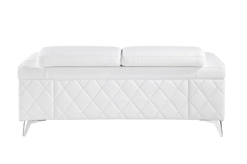 Éloi 70" White Top Grain Leather Loveseat with Silver Legs