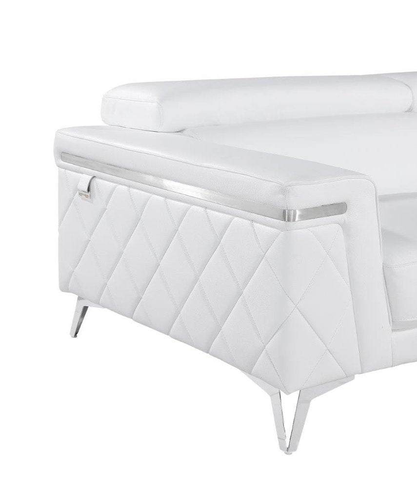Éloi 70" White Top Grain Leather Loveseat with Silver Legs