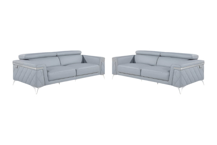 Bradford Light Blue Top Grain Leather 2-Piece Sofa Set