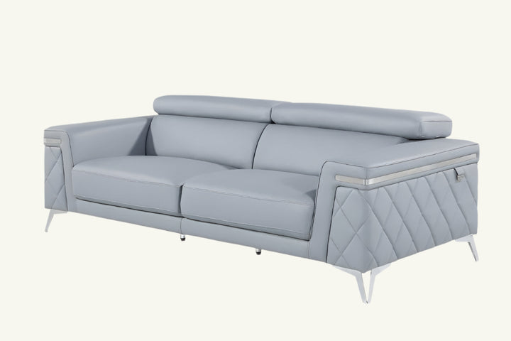 Bradford Light Blue Top Grain Leather 2-Piece Sofa Set