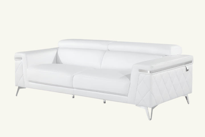 Versa Milano White Italian Leather 2-Piece Sofa Set with Coordinated Loveseat