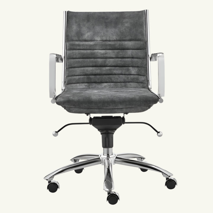 Éloi 38" Gray Faux Leather Office Chair with Silver Frame and Tilt Lock