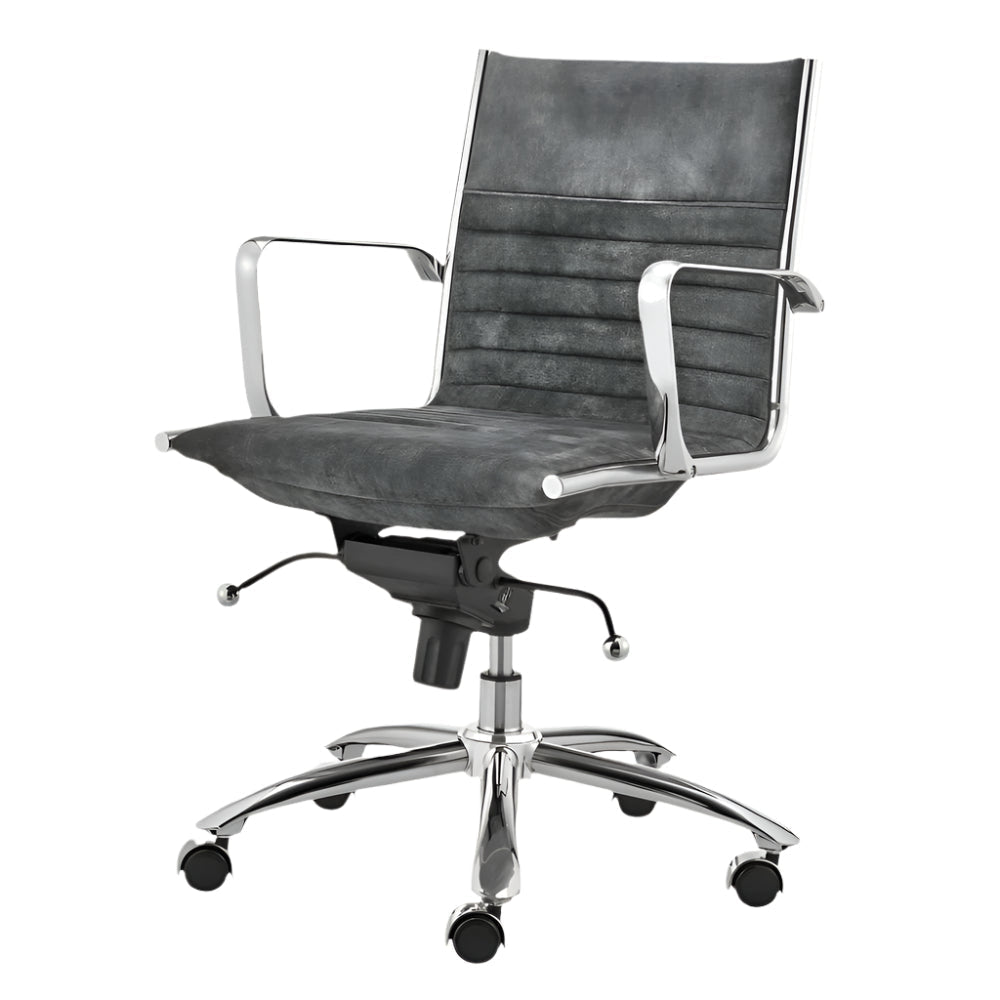 Éloi 38" Gray Faux Leather Office Chair with Silver Frame and Tilt Lock