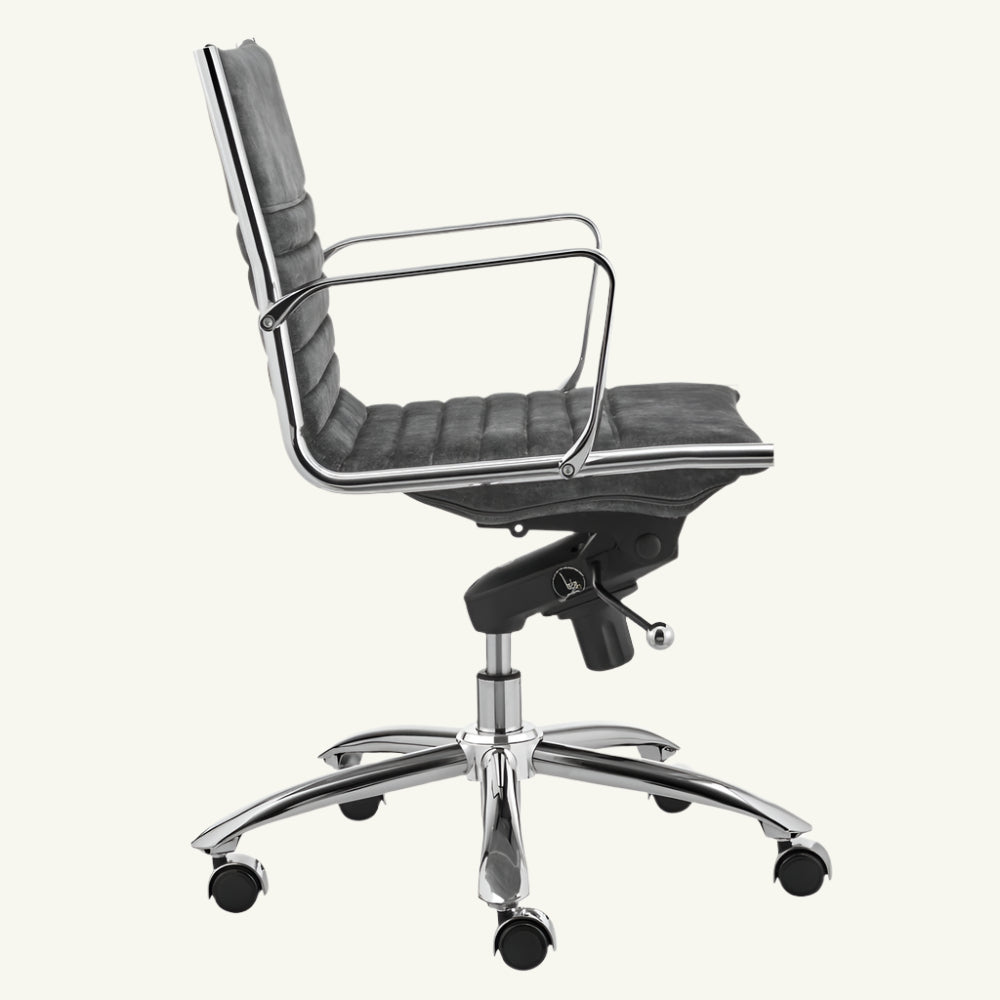 Éloi 38" Gray Faux Leather Office Chair with Silver Frame and Tilt Lock
