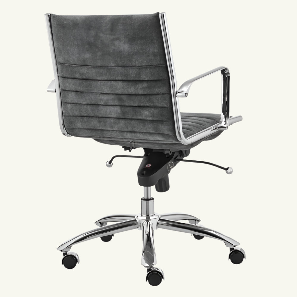Éloi 38" Gray Faux Leather Office Chair with Silver Frame and Tilt Lock