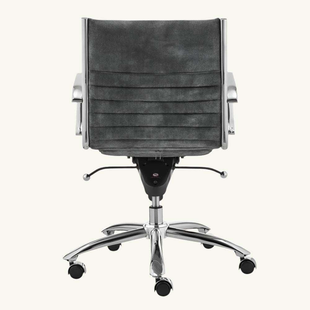 Éloi 38" Gray Faux Leather Office Chair with Silver Frame and Tilt Lock