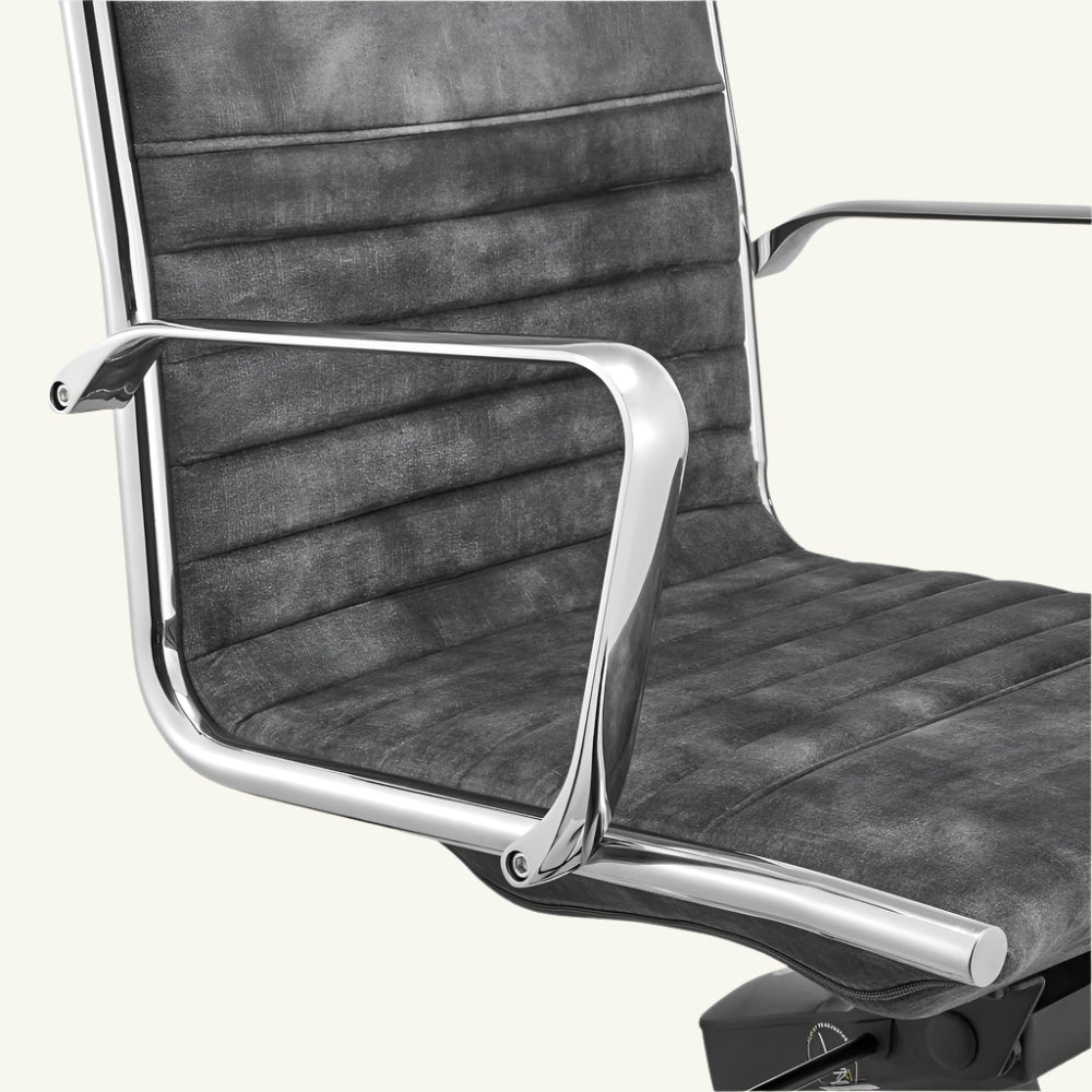 Éloi 38" Gray Faux Leather Office Chair with Silver Frame and Tilt Lock
