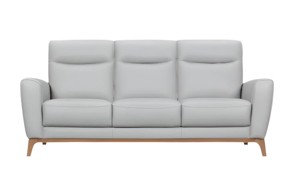 Théodore 83" Gray Leather Sofa with Brown Legs