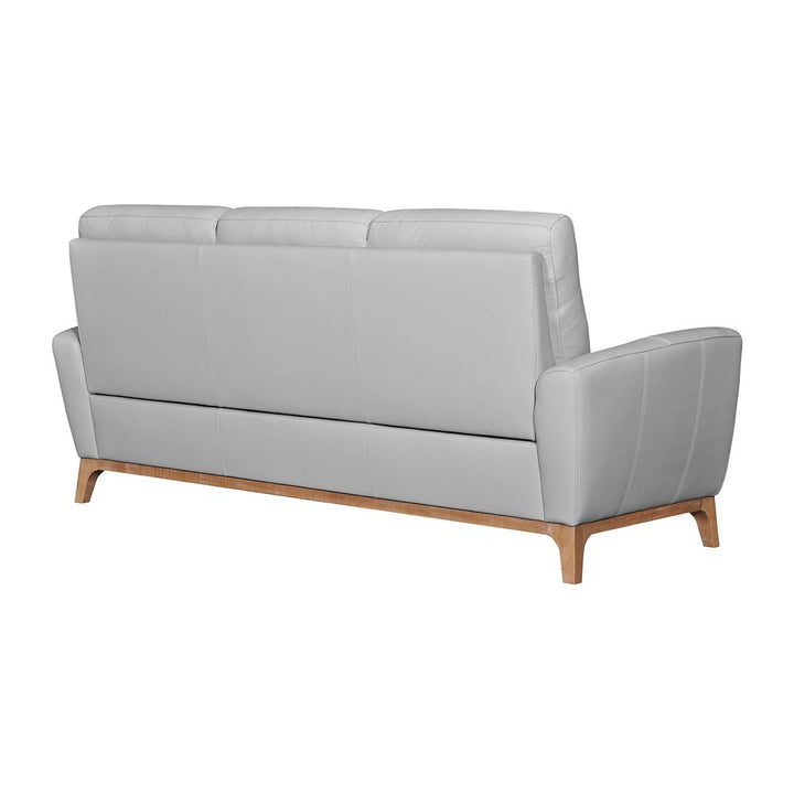 Théodore 83" Gray Leather Sofa with Brown Legs