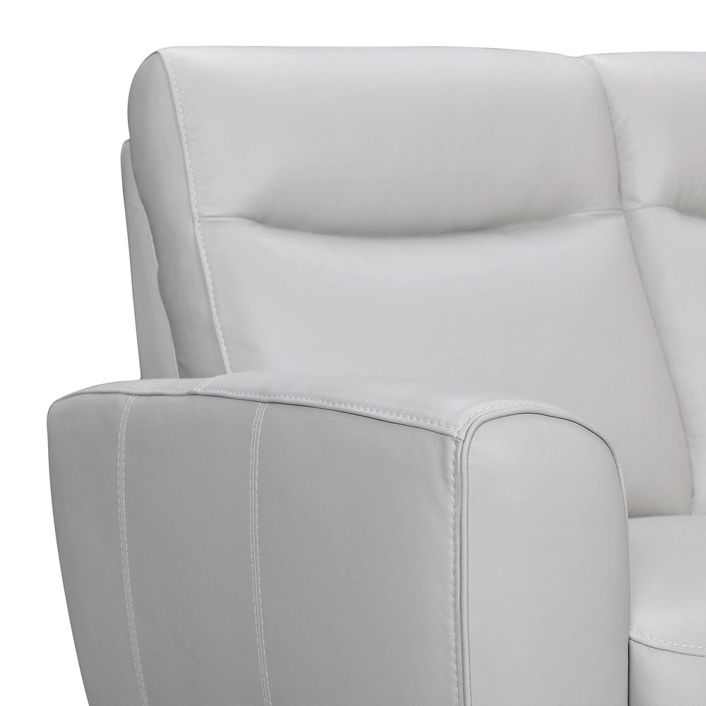 Théodore 83" Gray Leather Sofa with Brown Legs