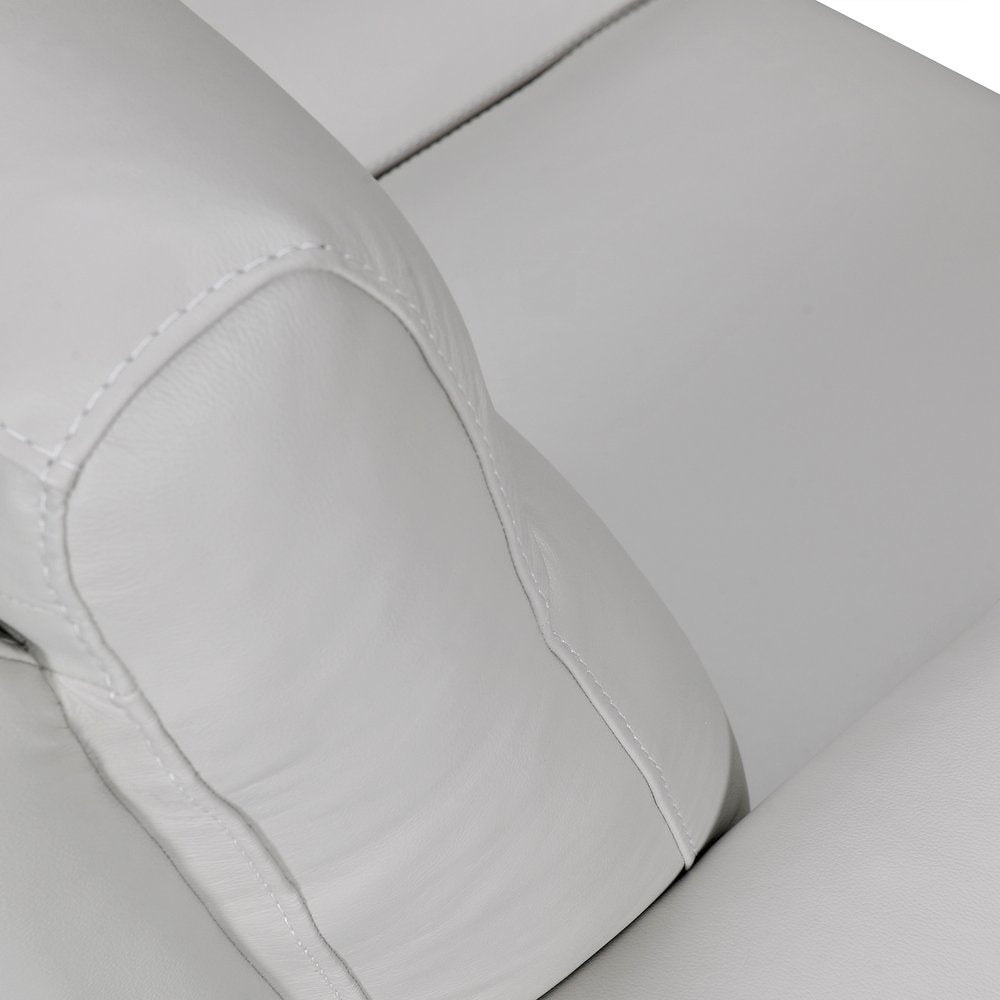 Théodore 83" Gray Leather Sofa with Brown Legs