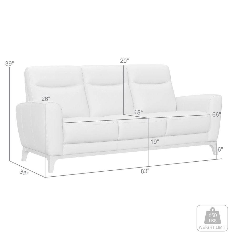 Théodore 83" Gray Leather Sofa with Brown Legs