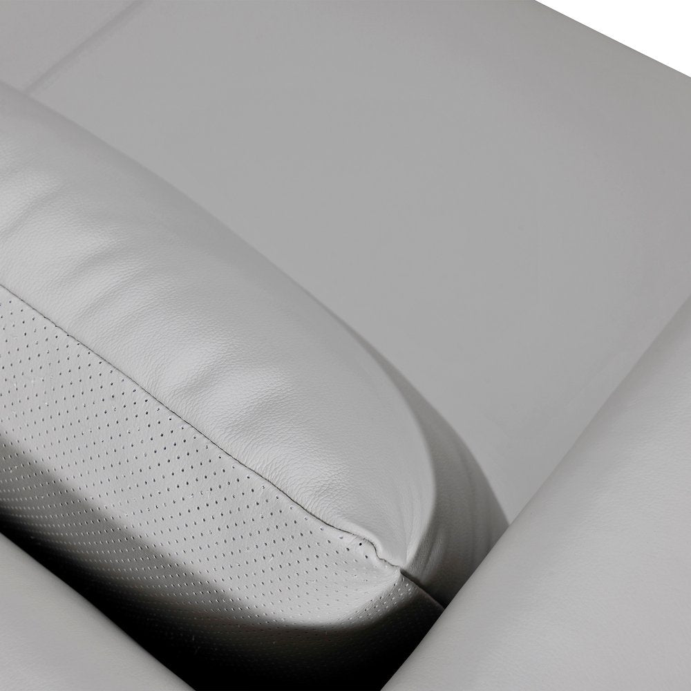 Théodore 85" Gray Leather Sofa with Brown Legs