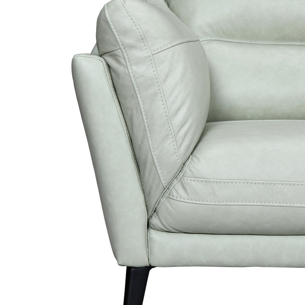 Céline 87" Mint Green Leather Sofa with Black Legs