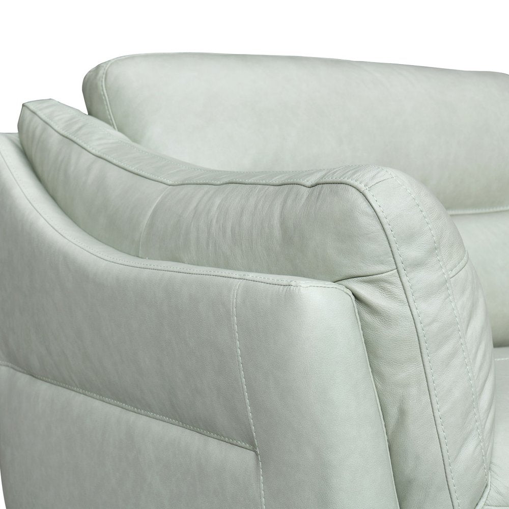 Céline 87" Mint Green Leather Sofa with Black Legs