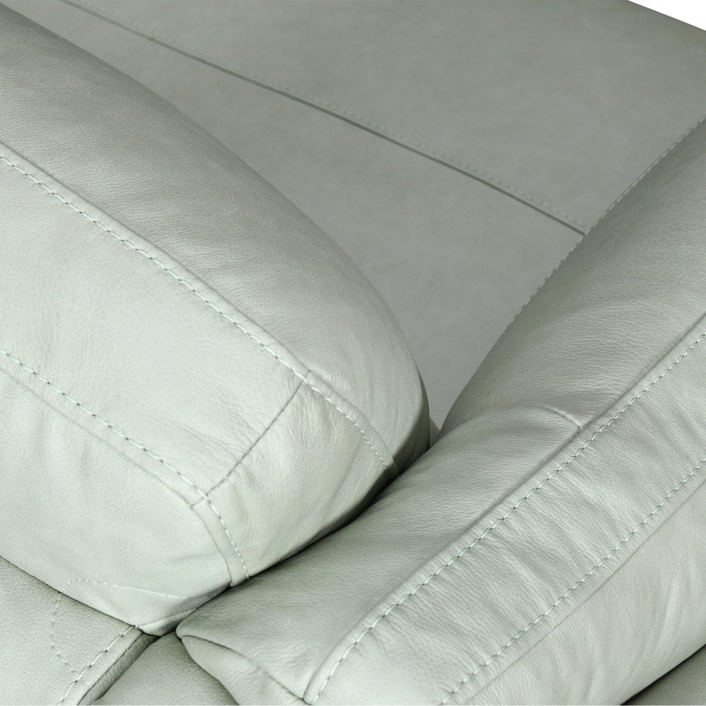 Céline 87" Mint Green Leather Sofa with Black Legs