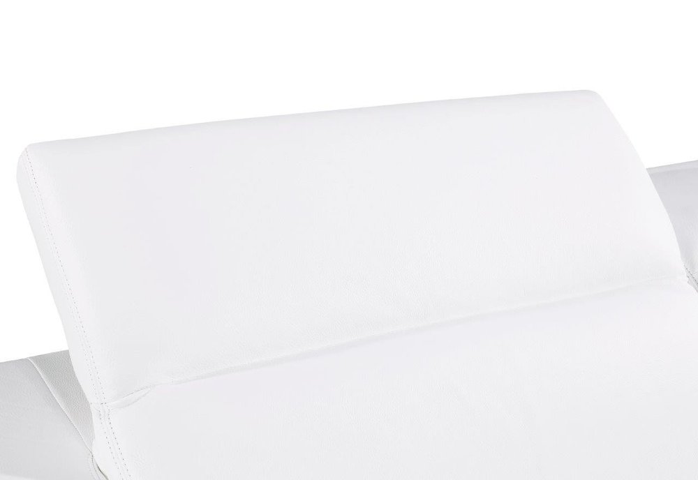 Giuliano 89" White Italian Leather Sofa with Gold Trim and Tufted Sides