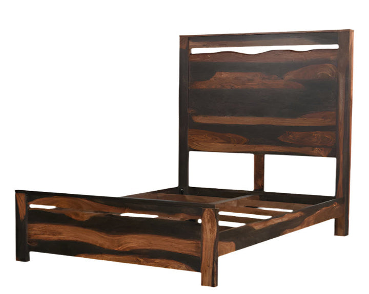 Dark Brown Live Edge Solid Wood Queen Bed Frame