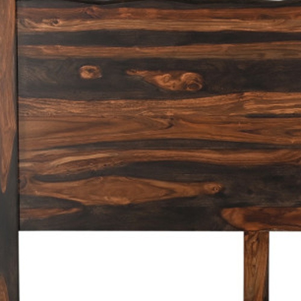 Evergrow Dark Brown Live-Edge Solid Wood King Bed Frame