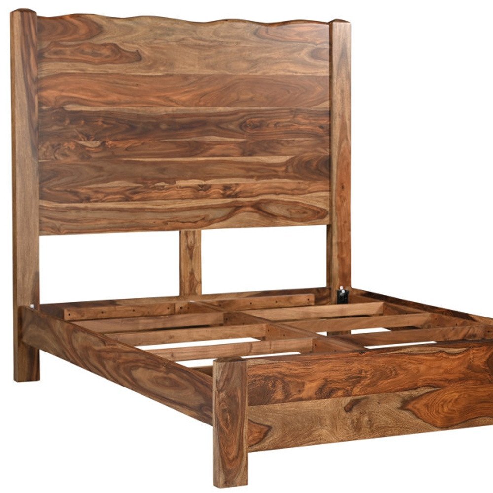 Monterey Brown Live Edge Solid Wood Queen Bed Frame