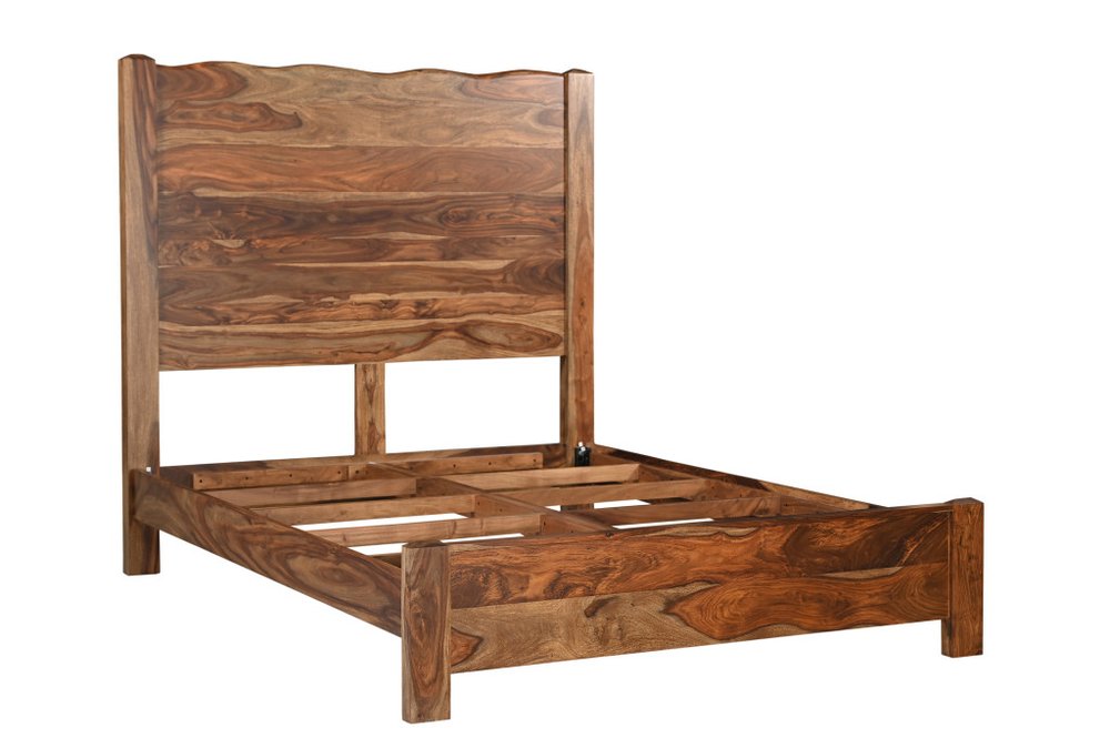 Monterey Brown Live Edge Solid Wood Queen Bed Frame
