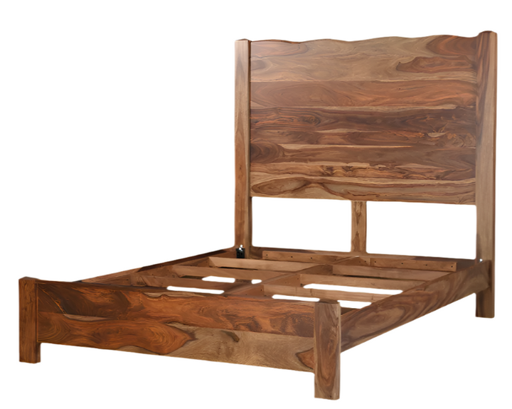 Monterey Brown Live Edge Solid Wood Queen Bed Frame