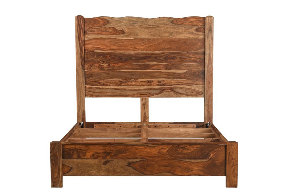 Monterey Brown Live Edge Solid Wood Queen Bed Frame