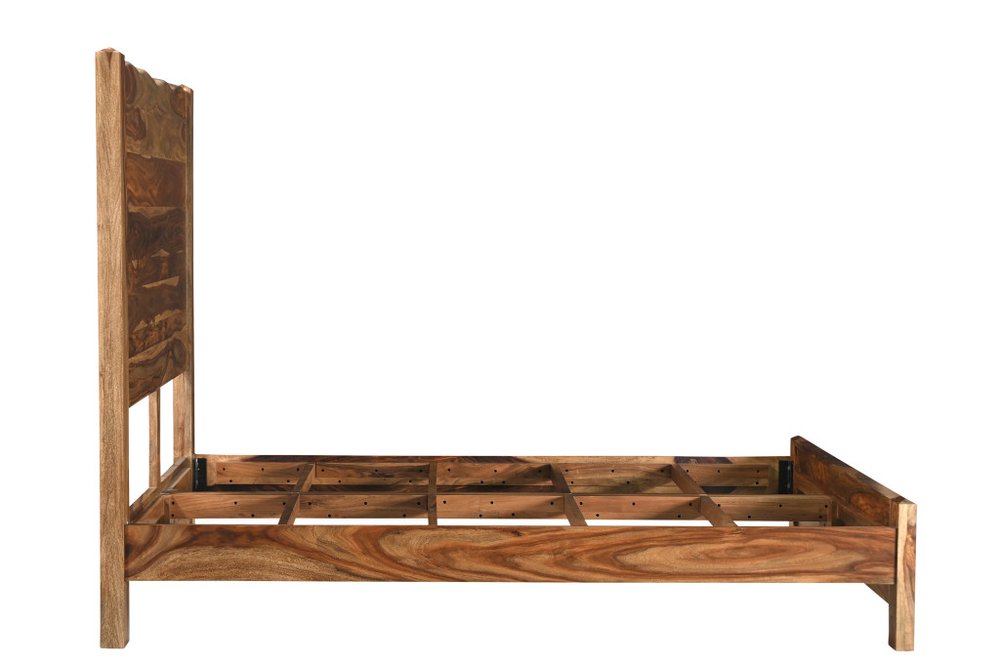 Monterey Brown Live Edge Solid Wood Queen Bed Frame