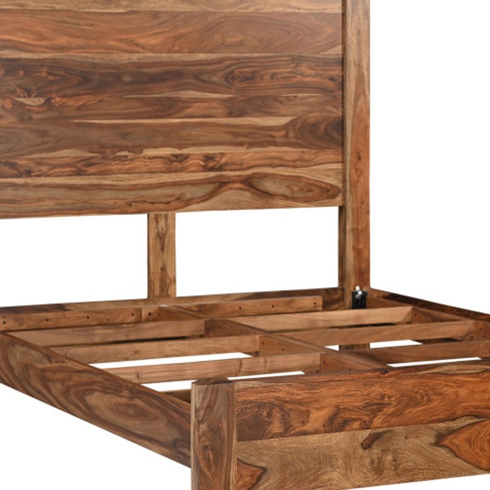 Monterey Brown Live Edge Solid Wood Queen Bed Frame
