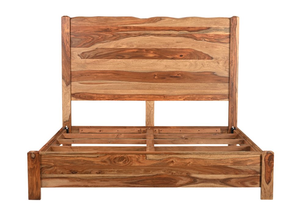 Everwood Brown Live-Edge Solid Sheesham Wood King Bed Frame