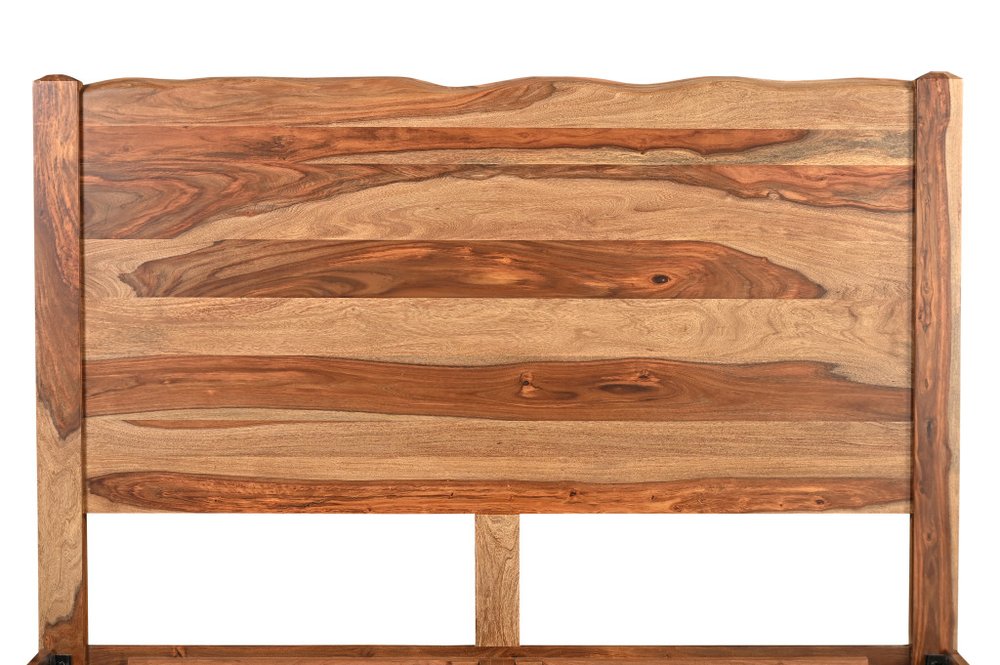 Everwood Brown Live-Edge Solid Sheesham Wood King Bed Frame