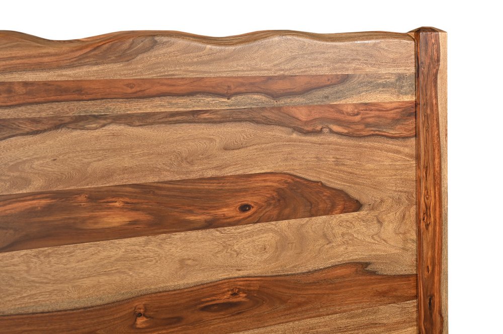 Everwood Brown Live-Edge Solid Sheesham Wood King Bed Frame