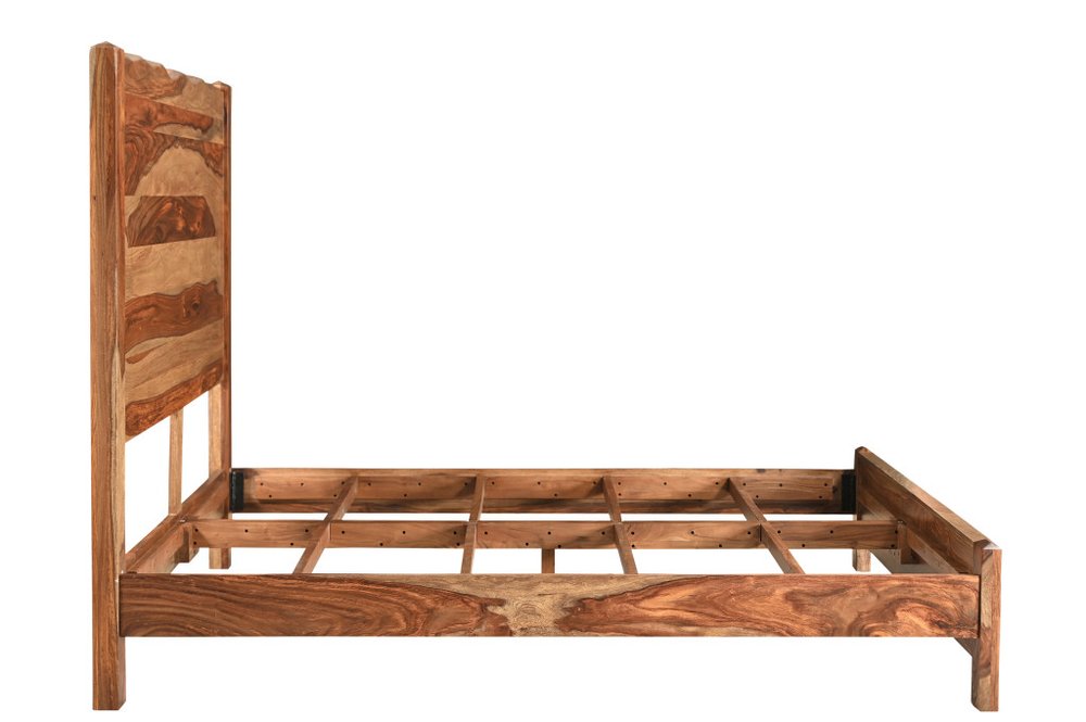 Everwood Brown Live-Edge Solid Sheesham Wood King Bed Frame