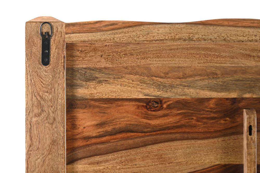 Everwood Brown Live-Edge Solid Sheesham Wood King Bed Frame