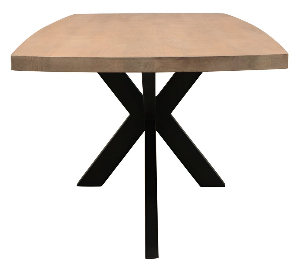 Montreux 82" Natural Solid Wood Dining Table with Black Iron Pedestal Base