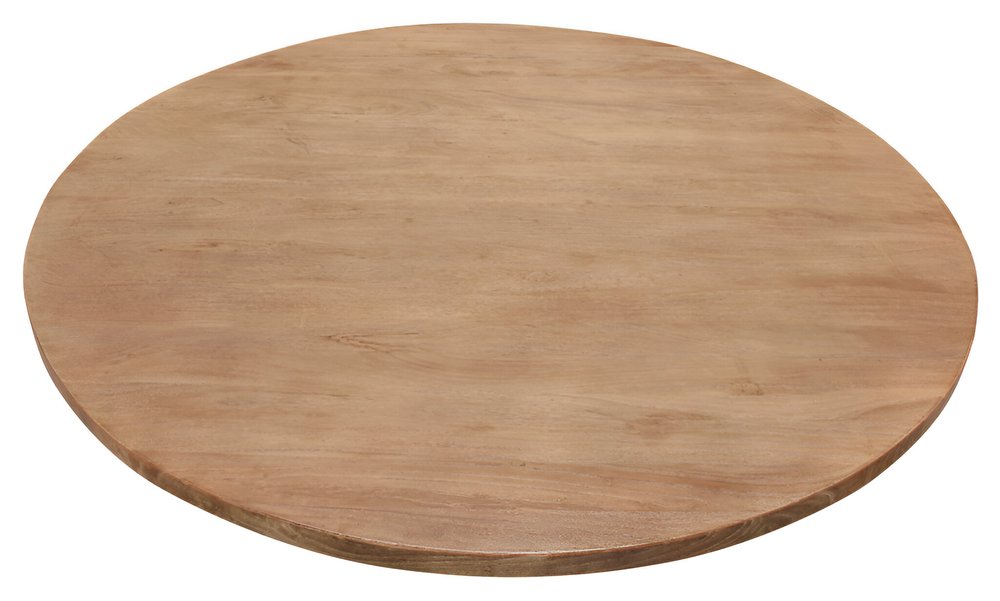 Savoy 60″ Natural & Black Solid Wood Round Dining Table with Iron Pedestal Base