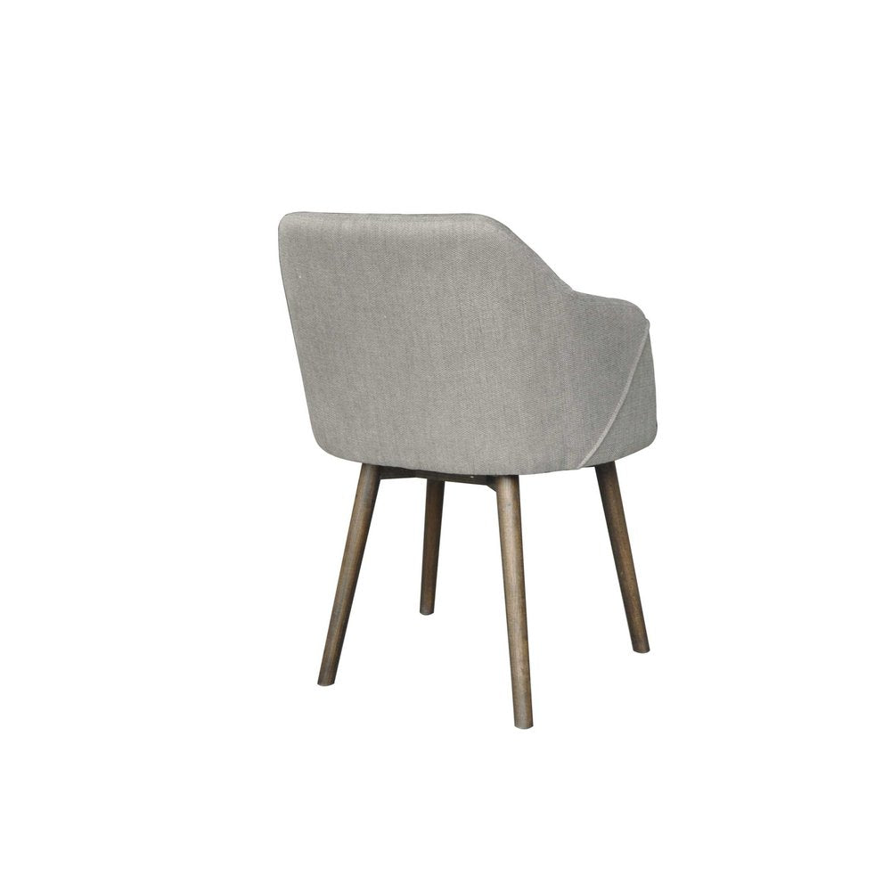 Soren 34" Gray Fabric Dining Arm Chair with Brown Wood Legs