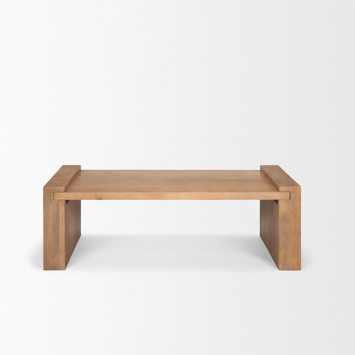 48-Inch Natural Solid Wood Rectangular Sled Base Coffee Table