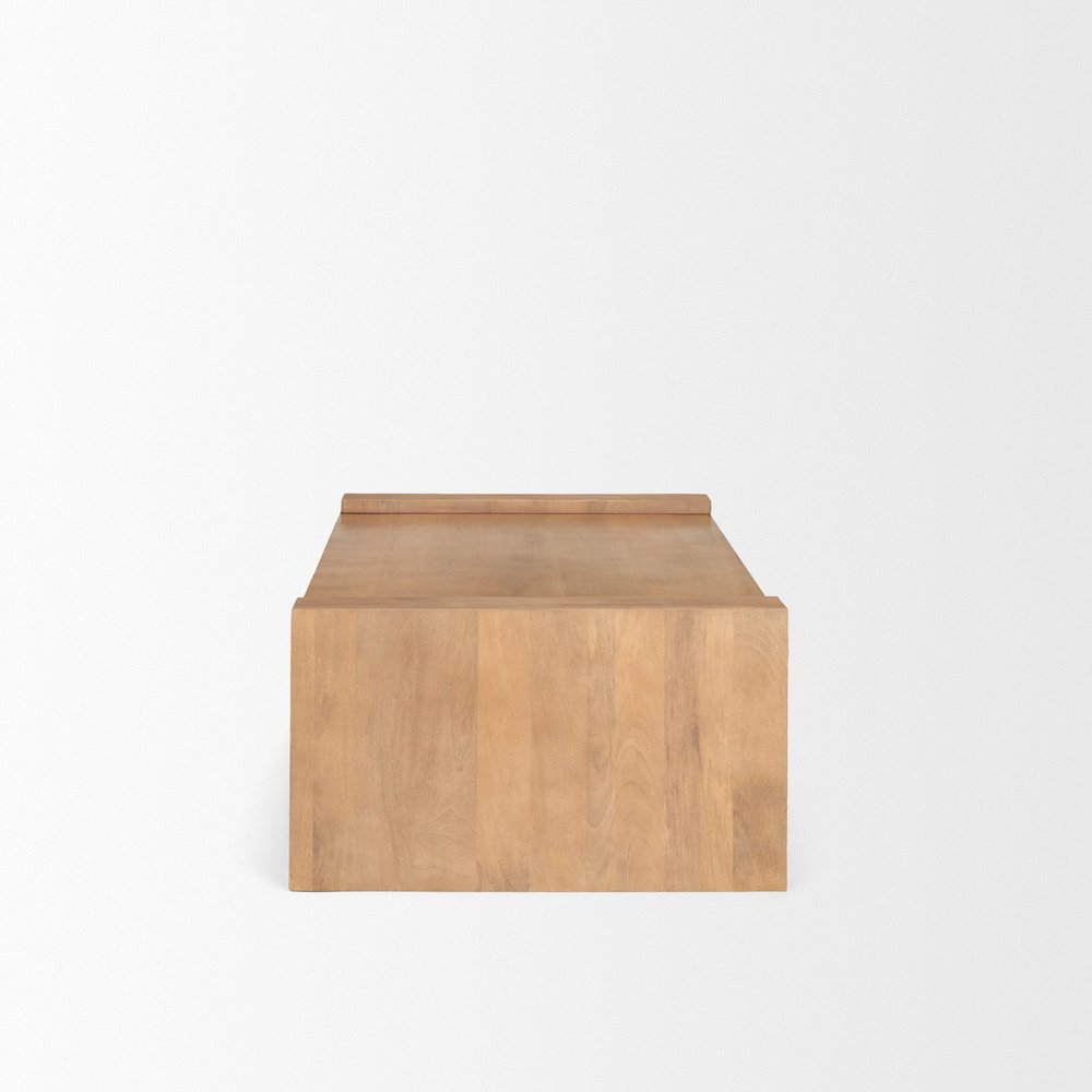 48-Inch Natural Solid Wood Rectangular Sled Base Coffee Table