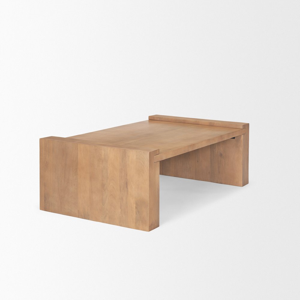 48-Inch Natural Solid Wood Rectangular Sled Base Coffee Table