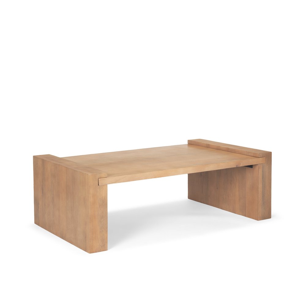 48-Inch Natural Solid Wood Rectangular Sled Base Coffee Table