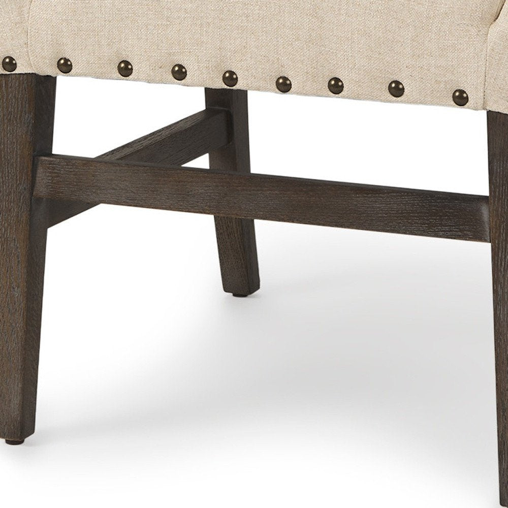 Camille 39.5" Cream Linen Dining Side Chair with Brown Washed Wood Legs